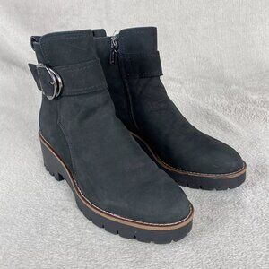Blondo Dagger Women's Ankle Boots 8 M Waterproof Black Nubuck Leather Buckle